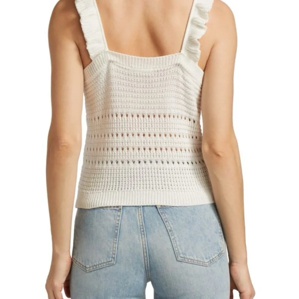 7 For All Mankind Cream Ruffled Tank Top - Picture 3 of 14